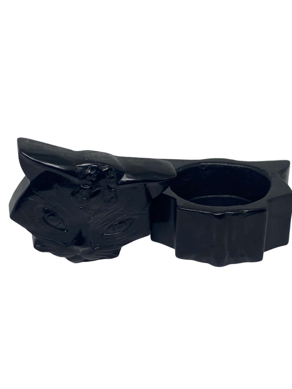 Black Obsidian Cat Trinket Holder