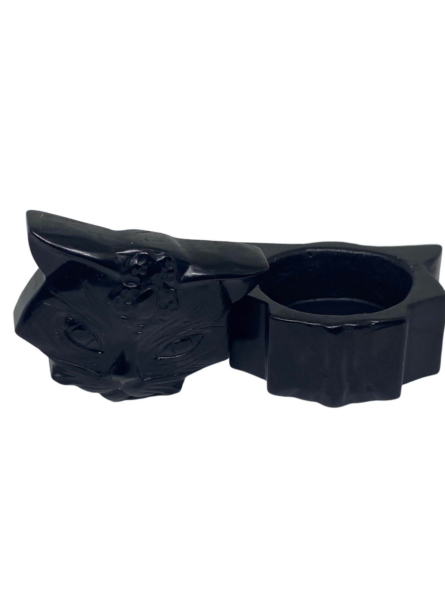 Black Obsidian Cat Trinket Holder